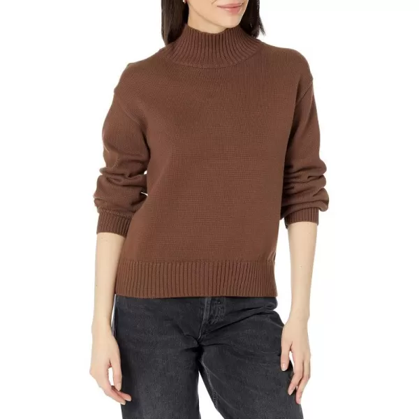 Amazon Essentials Womens Cotton FunnelNeck Sweater Available in Plus SizeDeep Brown