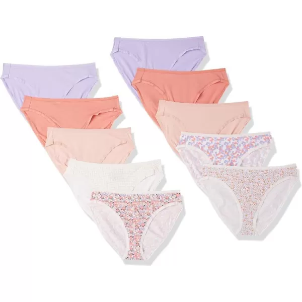 Amazon Essentials Womens Cotton High Leg Brief Underwear Available in Plus Size Multipacks10 MulticolorCheckedDitsy FloralFloral