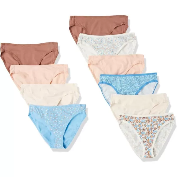 Amazon Essentials Womens Cotton High Leg Brief Underwear Available in Plus Size Multipacks10 MulticolorDitsy FloralDotsFloral