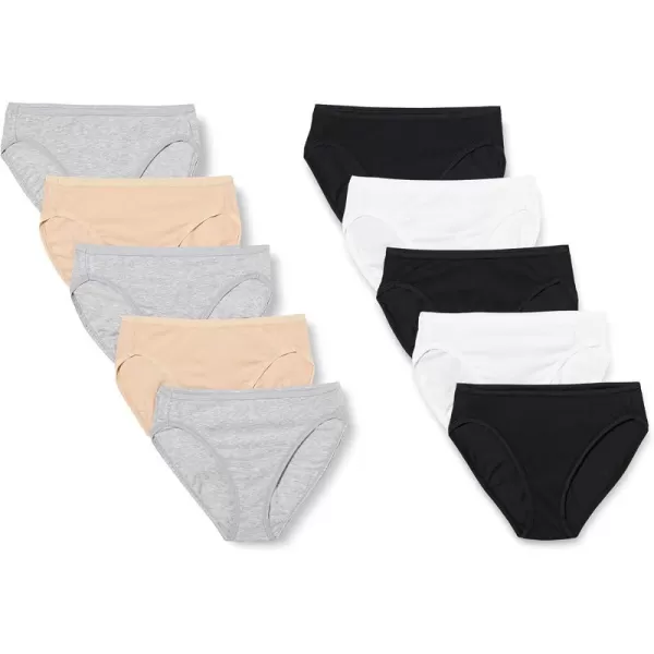 Amazon Essentials Womens Cotton High Leg Brief Underwear Available in Plus Size Multipacks10 Neutral Colors