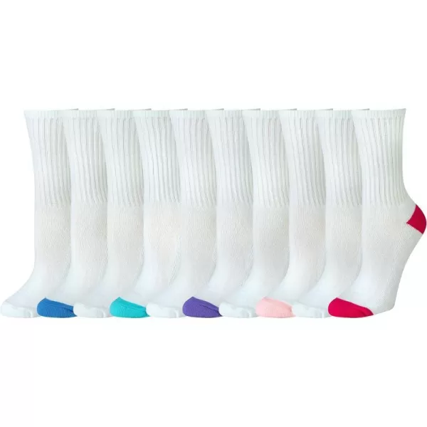 Amazon Essentials Womens Cotton Lightly Cushioned Crew Socks 10 PairsWhite