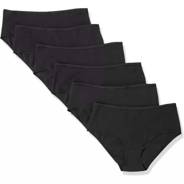 Amazon Essentials Womens Cotton Midi Brief Underwear Available in Plus Size Pack of 6Black