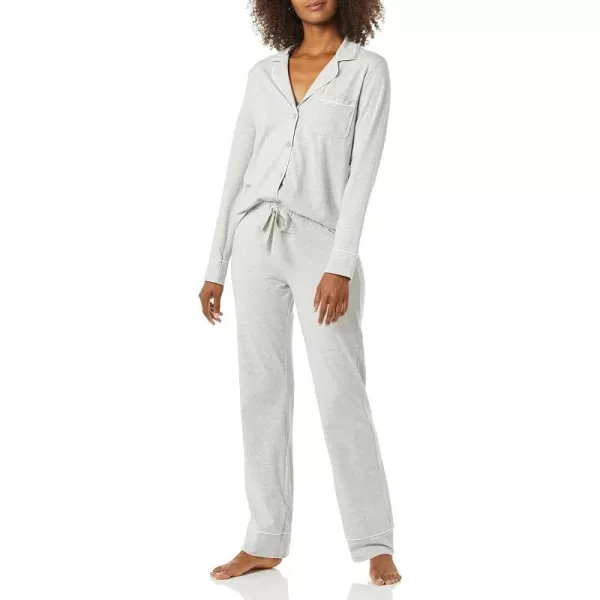 Amazon Essentials Womens Cotton Modal LongSleeve Shirt and FullLength Bottom Pajama Set Available in Plus SizeGrey Heather