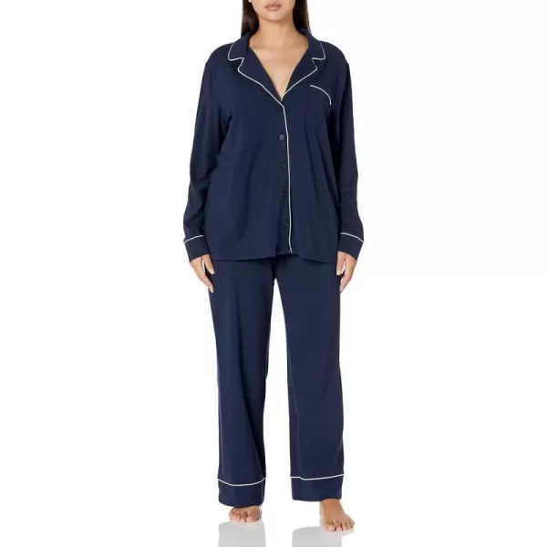 Amazon Essentials Womens Cotton Modal LongSleeve Shirt and FullLength Bottom Pajama Set Available in Plus SizeNavy