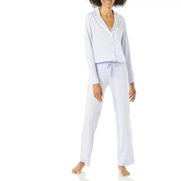 Amazon Essentials Womens Cotton Modal LongSleeve Shirt and FullLength Bottom Pajama Set Available in Plus SizePale Blue