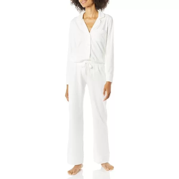 Amazon Essentials Womens Cotton Modal LongSleeve Shirt and FullLength Bottom Pajama Set Available in Plus SizeWhite