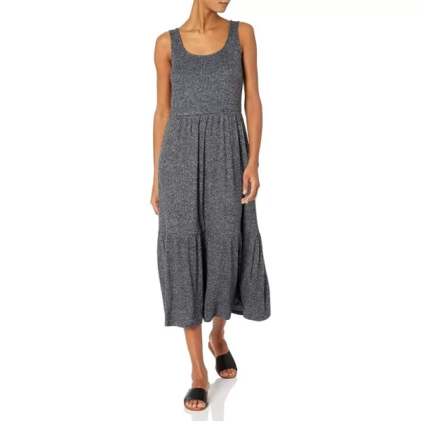 Amazon Essentials Womens Cozy Knit Rib Sleeveless Tiered Maxi Dress Previously Daily RitualBlack Marl