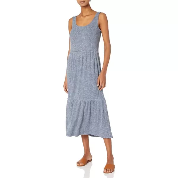 Amazon Essentials Womens Cozy Knit Rib Sleeveless Tiered Maxi Dress Previously Daily RitualBlue Marl