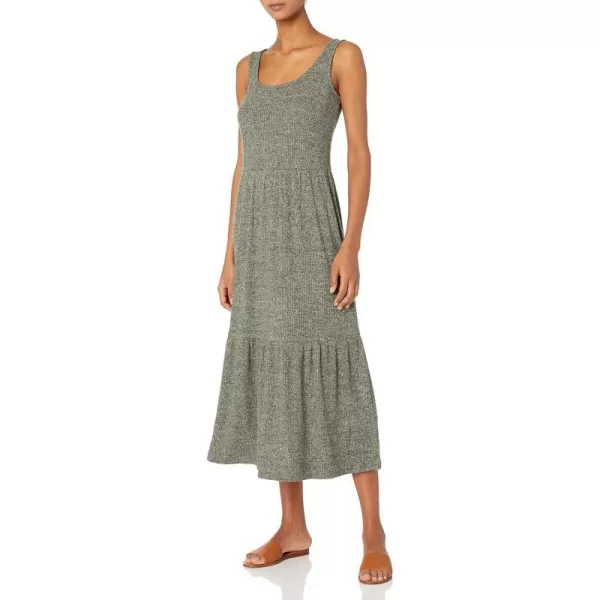 Amazon Essentials Womens Cozy Knit Rib Sleeveless Tiered Maxi Dress Previously Daily RitualOlive Marl