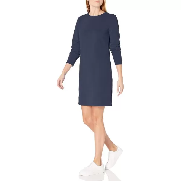 Amazon Essentials Womens Crewneck LongSleeve Fleece AboveTheKnee DressNavy