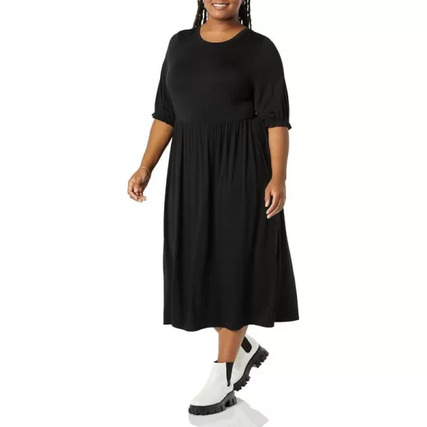 Amazon Essentials Womens Crewneck Short Sleeve Knit Midi Dress Available in Plus SizeBlack