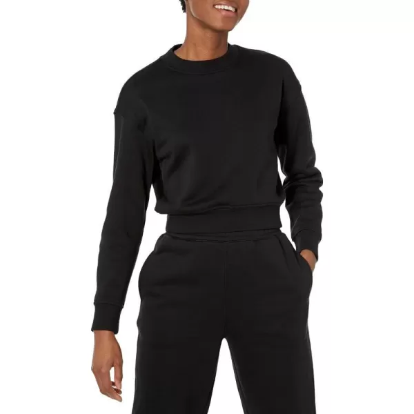 Amazon Essentials Womens Crop Drop Shoulder Sweatshirt Available in Plus SizeBlack