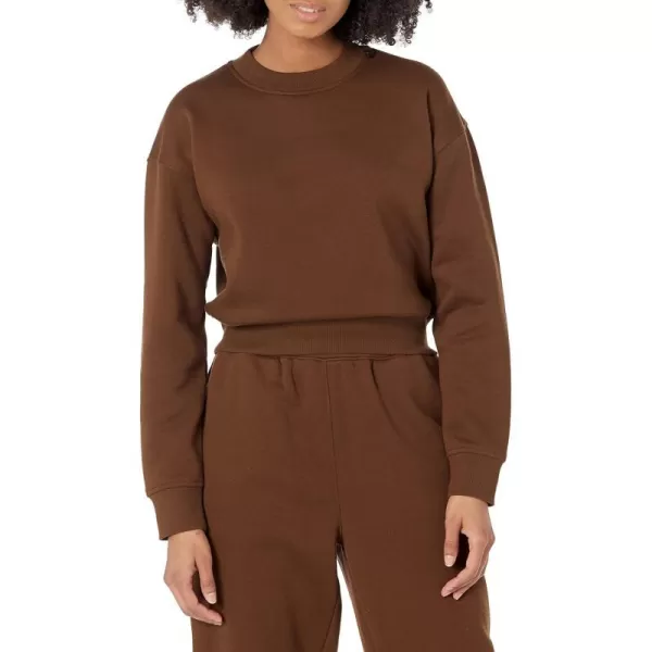 Amazon Essentials Womens Crop Drop Shoulder Sweatshirt Available in Plus SizeDeep Brown