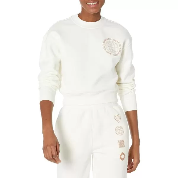 Amazon Essentials Womens Cropped Drop Shoulder Sweatshirt Available in Plus SizeEggshell White