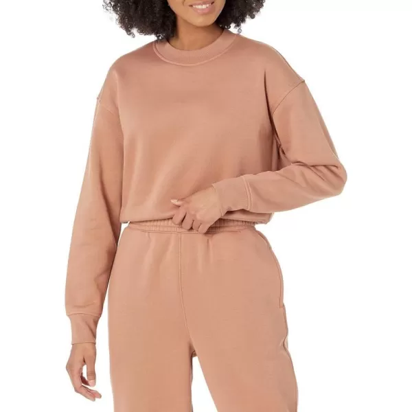 Amazon Essentials Womens Cropped Drop Shoulder Sweatshirt Available in Plus SizeLight Brown