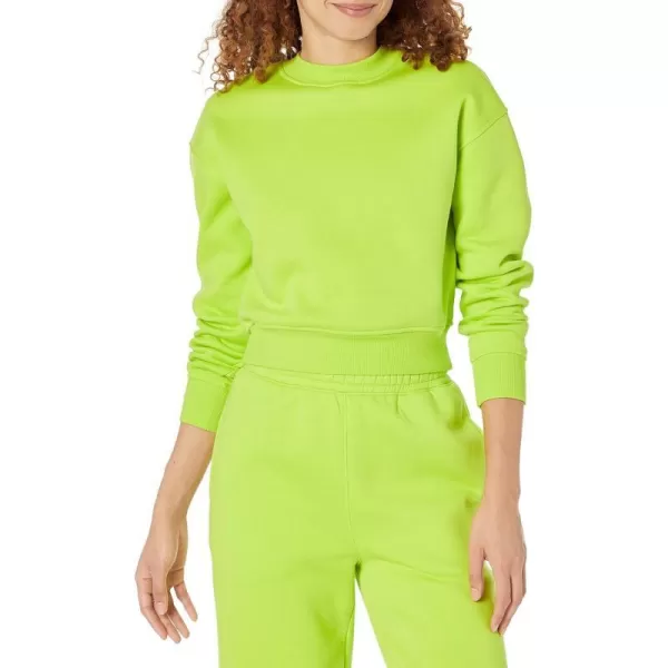 Amazon Essentials Womens Cropped Drop Shoulder Sweatshirt Available in Plus SizeLime Green