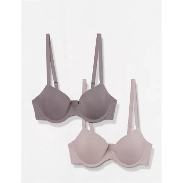 Amazon Essentials Womens Demi Cup Cotton Bra Pack of 2MauveGrey