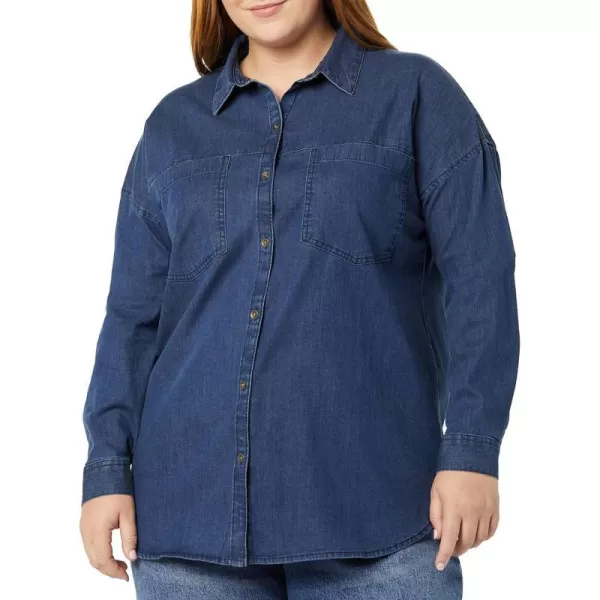 Amazon Essentials Womens Denim Oversize TwoPocket Tunic Shirt Previously GoodthreadsIndigo