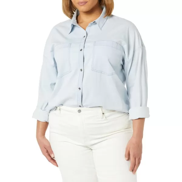 Amazon Essentials Womens Denim Oversize TwoPocket Tunic Shirt Previously GoodthreadsLight Wash