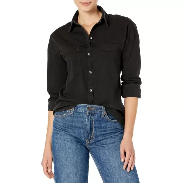 Amazon Essentials Womens Denim Oversize TwoPocket Tunic Shirt Previously GoodthreadsWashed Black