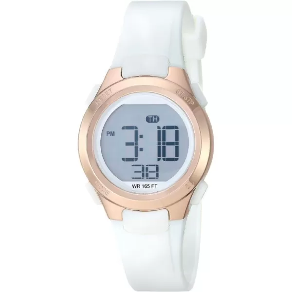 Amazon Essentials Womens Digital Chronograph Resin Strap WatchWhiteRose Gold