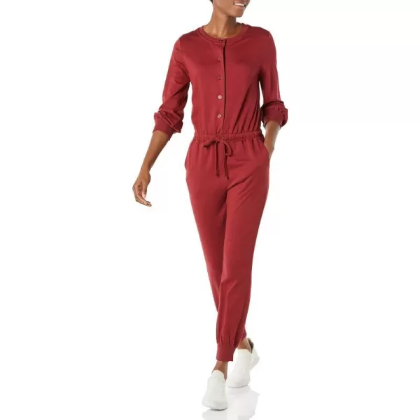 Amazon Essentials Womens Fashion Studio Terry JumpsuitBurgundy