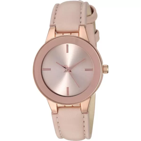 Amazon Essentials Womens Faux Leather Strap WatchBlush PinkRose Gold