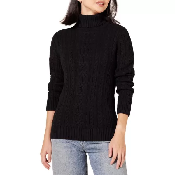 Amazon Essentials Womens Fisherman Cable Turtleneck Sweater Available in Plus SizeBlack