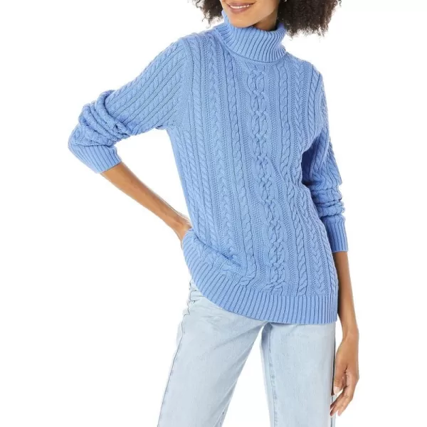 Amazon Essentials Womens Fisherman Cable Turtleneck Sweater Available in Plus SizeBlue