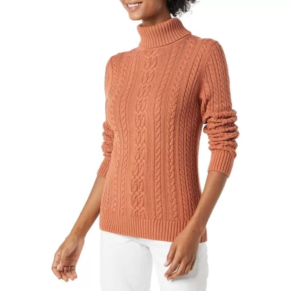 Amazon Essentials Womens Fisherman Cable Turtleneck Sweater Available in Plus SizeCaramel