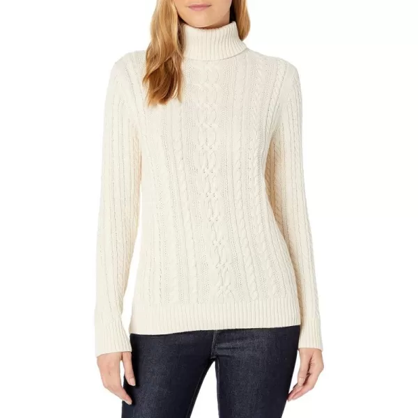 Amazon Essentials Womens Fisherman Cable Turtleneck Sweater Available in Plus SizeCream