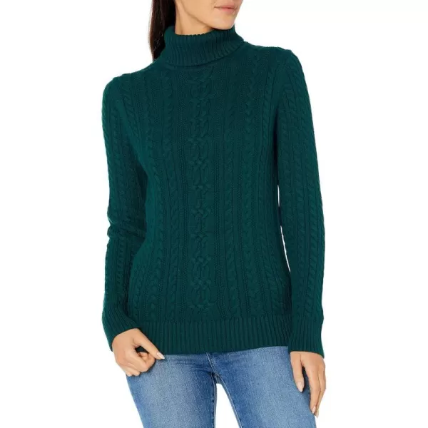 Amazon Essentials Womens Fisherman Cable Turtleneck Sweater Available in Plus SizeForest Green