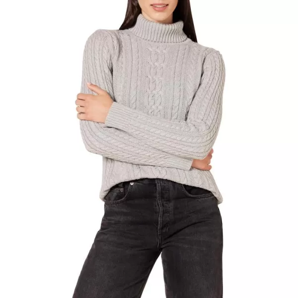 Amazon Essentials Womens Fisherman Cable Turtleneck Sweater Available in Plus SizeLight Grey Heather