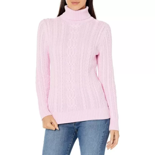 Amazon Essentials Womens Fisherman Cable Turtleneck Sweater Available in Plus SizeLight Pink