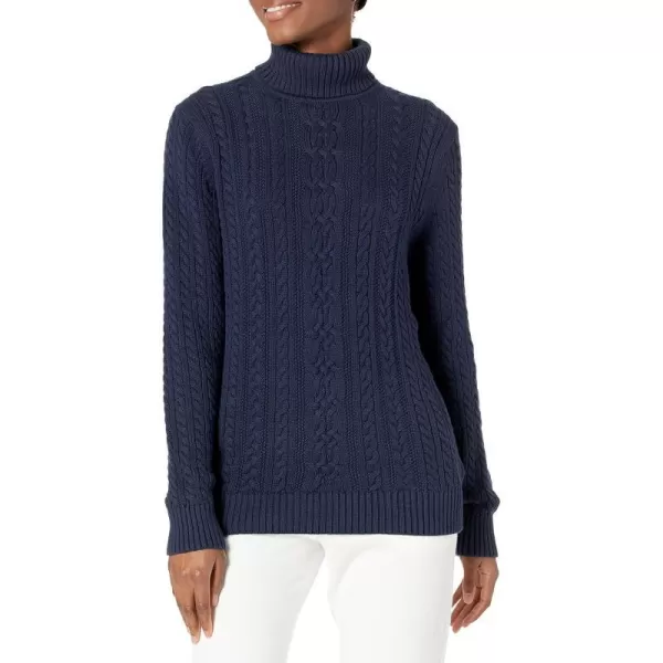 Amazon Essentials Womens Fisherman Cable Turtleneck Sweater Available in Plus SizeNavy