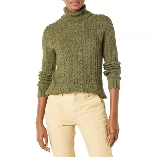 Amazon Essentials Womens Fisherman Cable Turtleneck Sweater Available in Plus SizeOlive