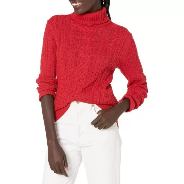 Amazon Essentials Womens Fisherman Cable Turtleneck Sweater Available in Plus SizeRed