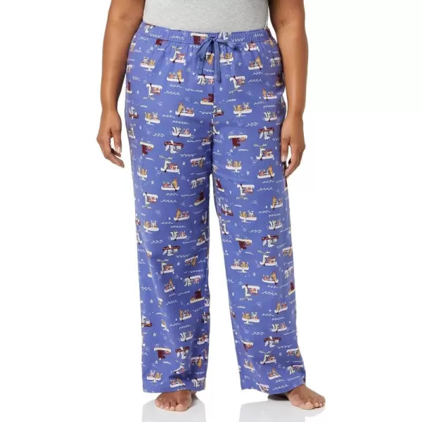 Amazon Essentials Womens Flannel Sleep Pant Available in Plus SizeDeep Blue Boat Party