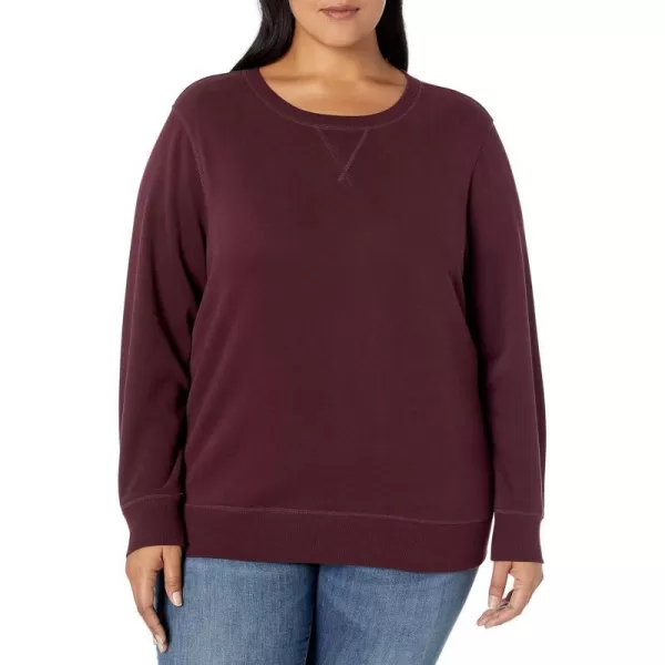 Amazon Essentials Womens Fleece Crewneck Sweatshirt Available in Plus SizeBurgundy