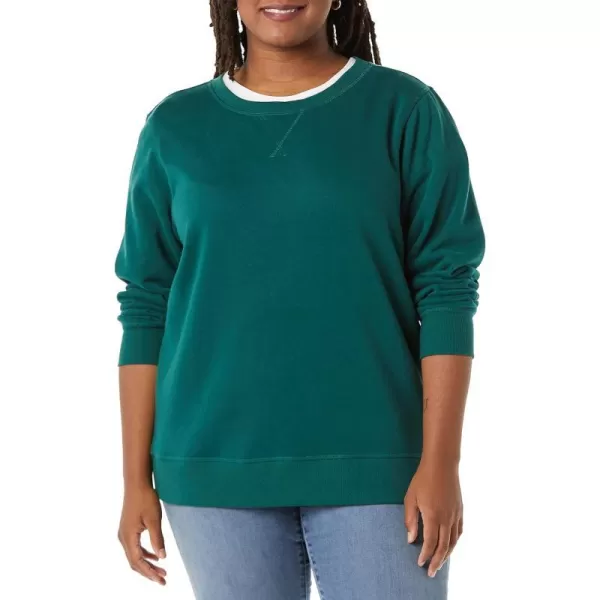 Amazon Essentials Womens Fleece Crewneck Sweatshirt Available in Plus SizeDark Green