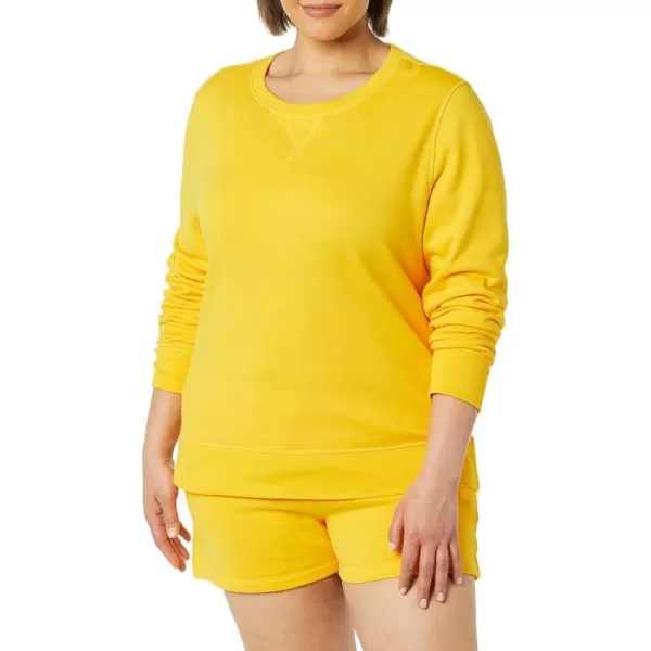 Amazon Essentials Womens Fleece Crewneck Sweatshirt Available in Plus SizeGolden Yellow