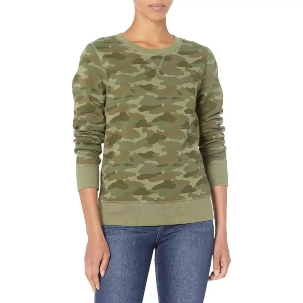 Amazon Essentials Womens Fleece Crewneck Sweatshirt Available in Plus SizeGreen Camo