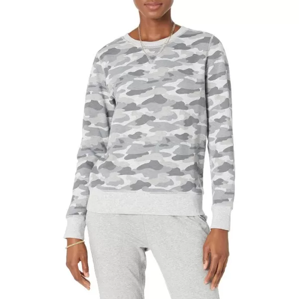 Amazon Essentials Womens Fleece Crewneck Sweatshirt Available in Plus SizeLight Grey Camo