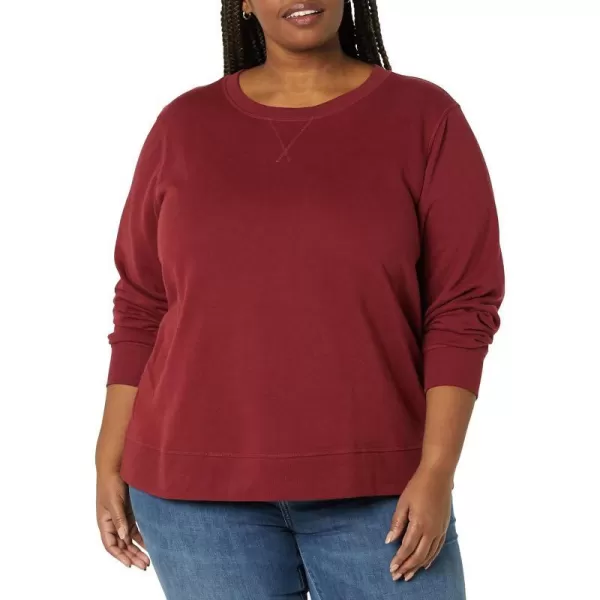 Amazon Essentials Womens Fleece Crewneck Sweatshirt Available in Plus SizeMaroon