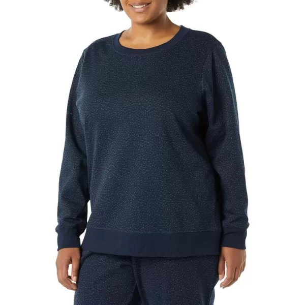 Amazon Essentials Womens Fleece Crewneck Sweatshirt Available in Plus SizeNavy Cheetah Print