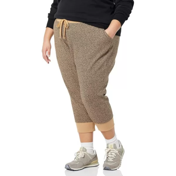 Amazon Essentials Womens French Terry Fleece Capri Jogger Sweatpant Available in Plus SizeCamel Cheetah Print