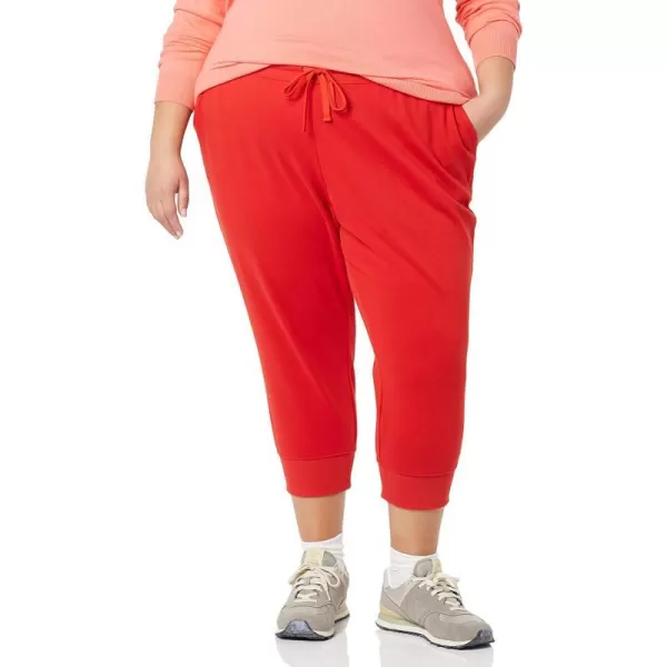 Amazon Essentials Womens French Terry Fleece Capri Jogger Sweatpant Available in Plus SizeRed