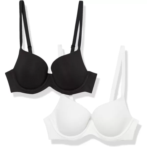 Amazon Essentials Womens Full Cover Cotton Bra Pack of 2BlackWhite