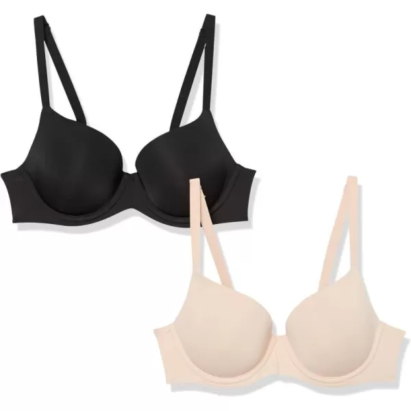 Amazon Essentials Womens Full Coverage Bra Pack of 2BlackSoft Petal