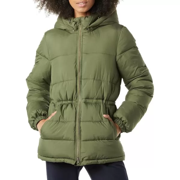 Amazon Essentials Womens Heavyweight Puffer Jacket with Drawstring WaistOlive